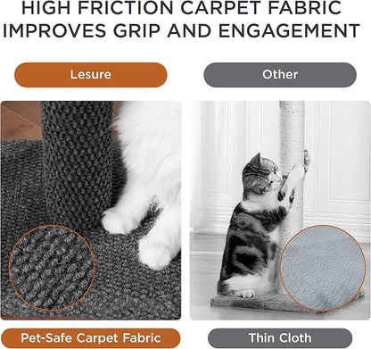 Lesure 29" Tall Cat Scratching Post - Premium Sisal Rope Highly Resistant Carpet Scratching Posts for Indoor Cats Adults, Sturdy Large Cat Scratch Pole with Hanging Ball, Grey(29 inch) - PAWPICO