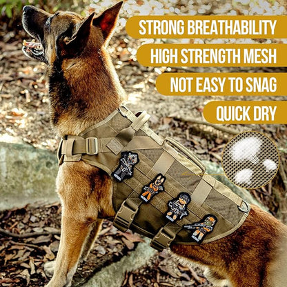 OneTigris No Pull Tactical Dog Harness for Medium Large Dog, Mesh Design Breathable Service Dog Vest with Handle, Military Dog Vest Harness with Molle Panels for Walking Hiking Training (XL, Brown) OneTigris