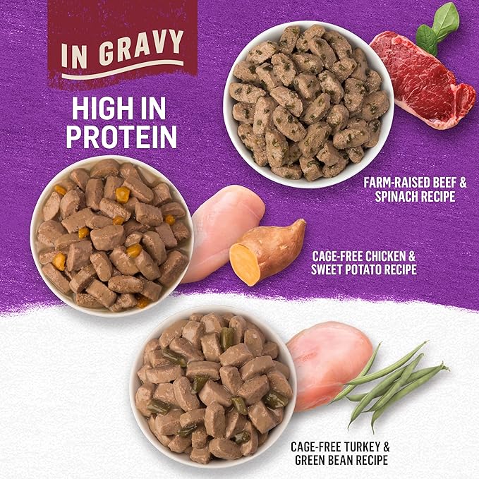 Purina Beyond Gravy, Beef, Chicken or Turkey in Gravy Ground Entree Grain Free Wet Dog Food Variety Pack - (Pack of 6) 12.5 oz. Cans - PAWPICO