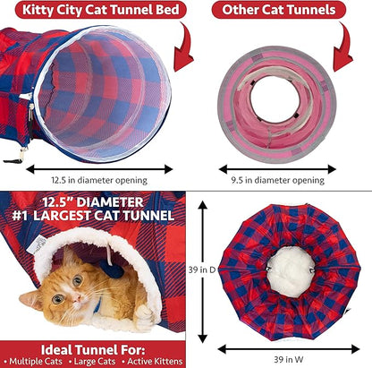 Plaid Tunnel Bed - PAWPICO