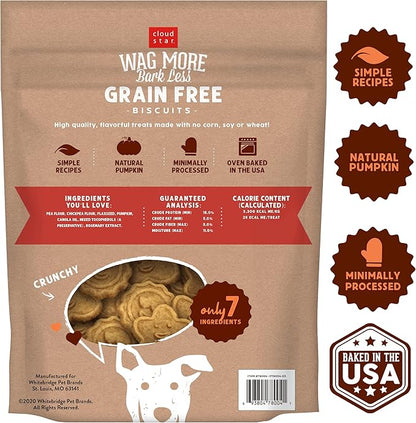 Cloud Star Wag More Bark Less Crunchy Grain Free Dog Treats, Pumpkin, 2.5 lb. Pouch - PAWPICO