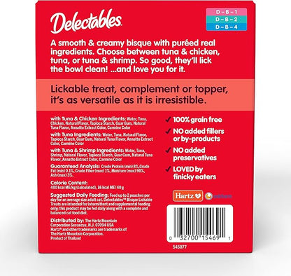 Delectables Bisque Lickable Wet Cat Treats - Chicken, Tuna & Shrimp, 12 count Hartz