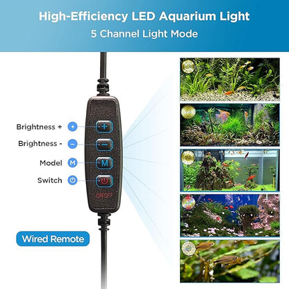 Lominie LED Aquarium Light, Remote Control 80W Planted Fish Tank Light Asta120 Clamp Clip Lamp for Freshwater Refugium Algae Fish Tank with Gooseneck (F120 80W Freshwater) Lominie