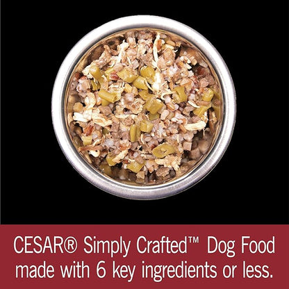 CESAR SIMPLY CRAFTED Adult Soft Wet Dog Food Meal Topper Beef, Chicken, Purple Potatoes, Green Beans & Red Rice, 1.3 oz. Tubs, (Pack of 10) - PAWPICO