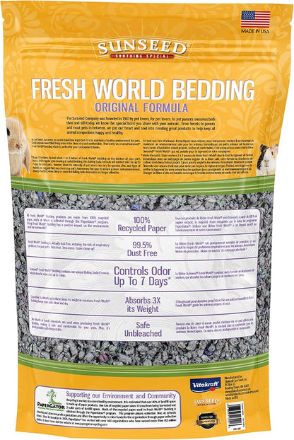 Sunseed 18220 Fresh World Bedding for Small Animals, Original Gray - 450 Cubic Inch Sunseed
