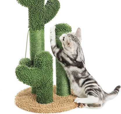 Pesofer Cactus Cat Scratching Post Cat Scratcher with 3 Scratching Poles and Dangling Ball for Kitten Medium - PAWPICO