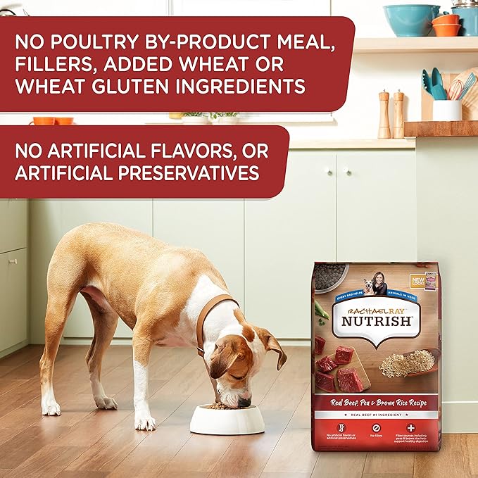 Nutrish Rachael Ray Premium Natural Dry Dog Food, Real Beef, Pea, & Brown Rice Recipe, 40 Pounds - PAWPICO