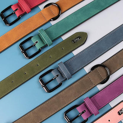 Didog Soft Padded Leather Dog Collar, Breathable Heavy Duty Dog Collar Leather with Adjustable Rust-Proof Metal Buckle for Small Medium Large Dogs, Green, M: Total length 16'', Fit 11-13''Neck Didog