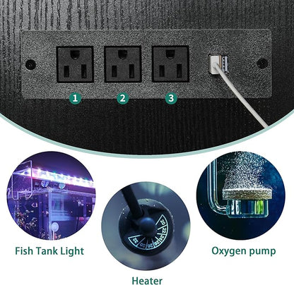 YITAHOME 90-120 Gallon Reptile Tank Stand with Power Outlet & LED Light, Heavy Duty Aquarium Stand with Accessories Storage Cabinet - Metal Fish Tank Stand for Turtle, Reptile, 2000LBS Capacity, Black YITAHOME
