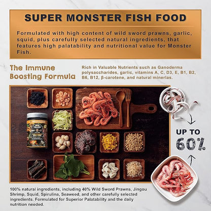 Ultra Fresh Monster Fish Food, Wild Sword Prawns, Floating Sticks for Oscars, Bass, Large Cichlids and Tropical Fish, Carnivorous Jumbo Stick 3.53 oz UltraFresh-ShrimpDelight