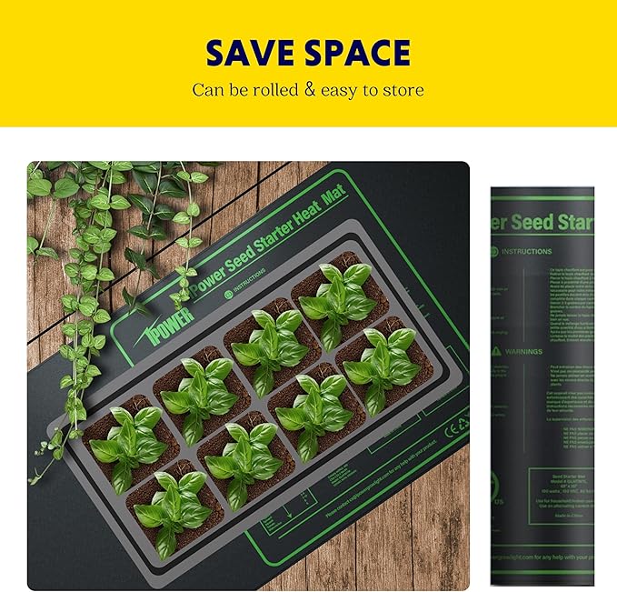 iPower 48" x 20" Waterproof Durable Seedling Heat Mat Warm Hydroponic Plant for Indoor Gardening Germination Starting, 1 Pack New iPower