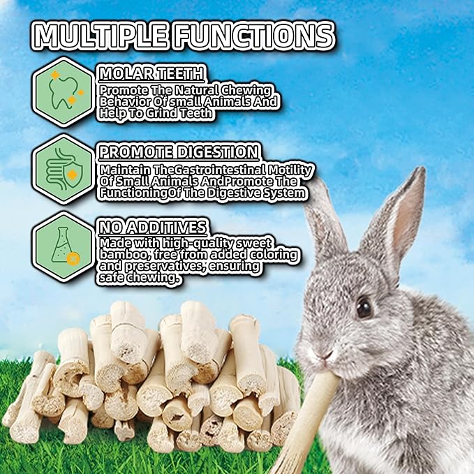 HIIMALEX Bunny Snacks 300g/10oz. Sweet Bamboo Molar Chew Treat Sticks for Rabbits Guinea Pigs Hamsters Small Animal MakeTheKingdomforYourBunnies