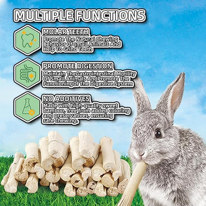 HIIMALEX Bunny Snacks 300g/10oz. Sweet Bamboo Molar Chew Treat Sticks for Rabbits Guinea Pigs Hamsters Small Animal MakeTheKingdomforYourBunnies