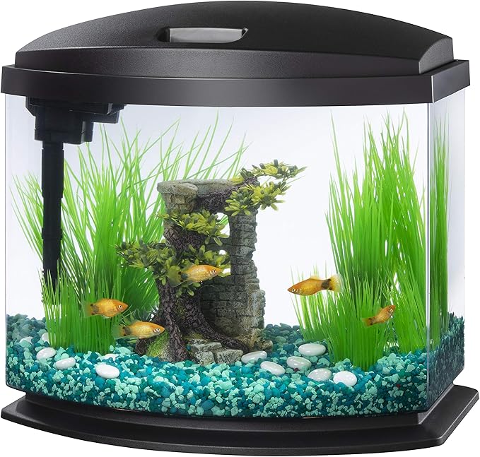 Aqueon LED MiniBow Small Aquarium Fish Tank Kit with SmartClean Technology, Black, 5 Gallon Aqueon