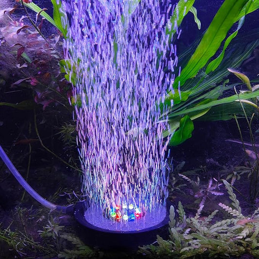NICREW Multi-Colored Aquarium LED Bubbler Stone Disk, Fish Tank Bubbler with Auto Color Changing LEDs NICREW