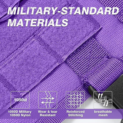 No Pull Tactical Dog Harness for Small Dogs, Escape Proof Molle Dog Vest Harness and Leash Set, Adjustable Military Service Dog Harness with Handle for Medium Large Dogs(S:25"-30"Chest Girth) Yungaspy