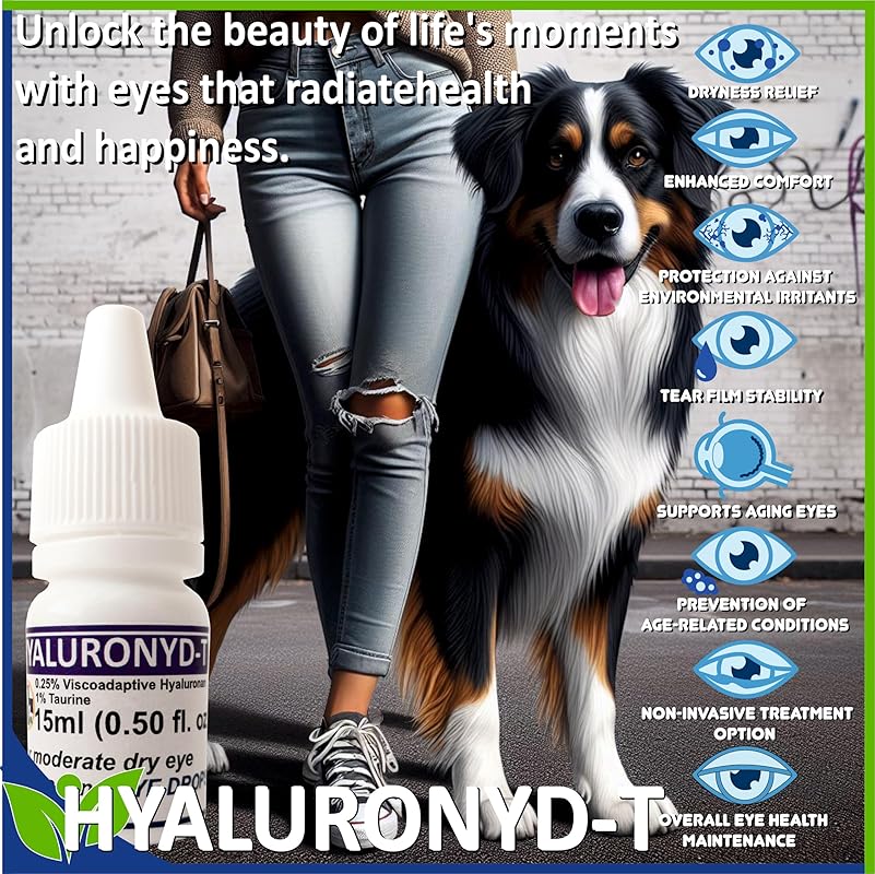 Lubricating Gel Eye Drops 15ml With Hyaluronic Acid 0.25% & Taurine For Pets Cat&Dog Moisturizer Soothes Dryness And Irritation & Itchy, Daily Use To Relieve Dry Eyes, Artificial Tears PAWPICO