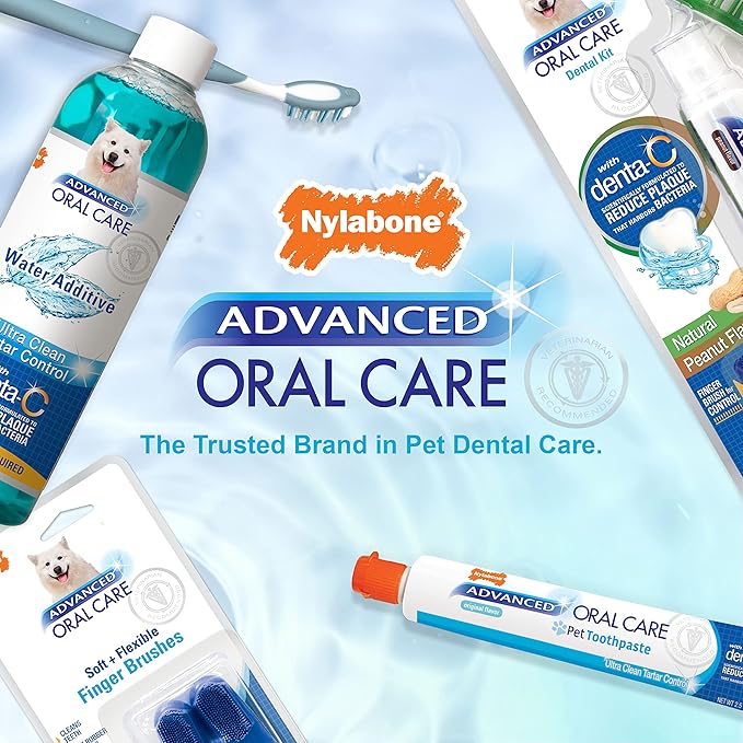 Nylabone Advanced Oral Care Dog Water Additive for Dental Care - Liquid Tartar Remover - Dog Breath Freshener & Teeth-Cleaning Liquid (16 oz.) Nylabone