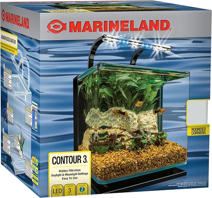 MarineLand Contour Glass Aquarium Kit with Rail Light Marineland