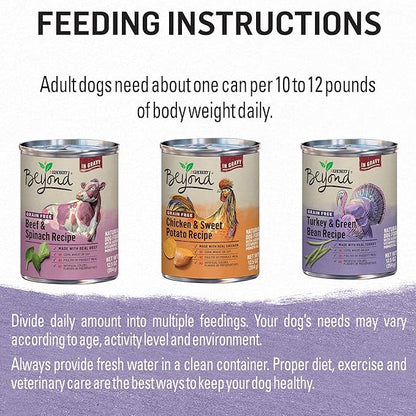 Purina Beyond Gravy, Beef, Chicken or Turkey in Gravy Ground Entree Grain Free Wet Dog Food Variety Pack - (Pack of 6) 12.5 oz. Cans - PAWPICO