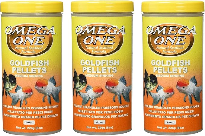 Omega One 3 Pack of Goldfish Medium Pellets, 8 Ounces Each OmegaOne