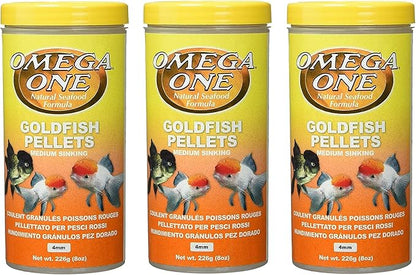 Omega One 3 Pack of Goldfish Medium Pellets, 8 Ounces Each OmegaOne