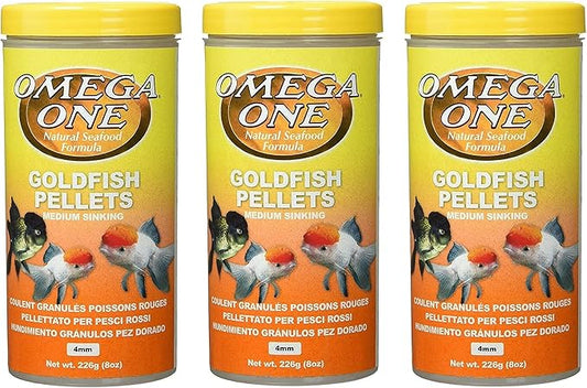Omega One 3 Pack of Goldfish Medium Pellets, 8 Ounces Each OmegaOne