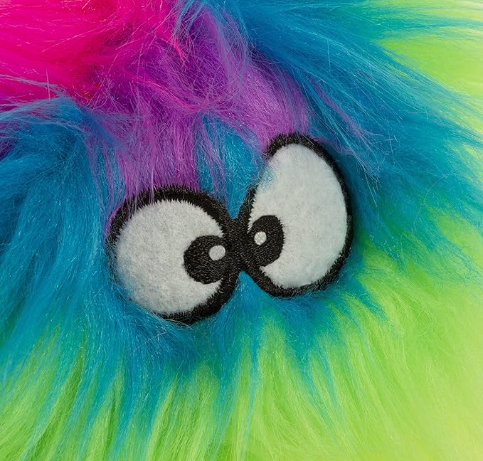 goDog Furballz Squeaky Plush Ball Dog Toy, Chew Guard Technology - Rainbow, Large - PAWPICO