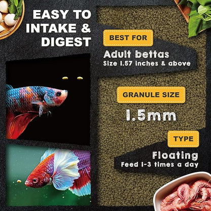 Ultra Fresh Betta Fish Food, Pro Shrimp Patties, 50% Sword Prawns + Akiami Paste Shrimps, All Natural Protein, Rich in Calcium, for Betta's Healthy Development and Cleaner Water, 0.7 oz UltraFresh-ShrimpDelight