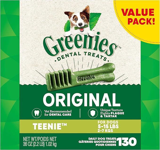 Greenies Original Teenie Natural Dental Care Dog Treats, 36 oz. Pack (130 Treats) - PAWPICO