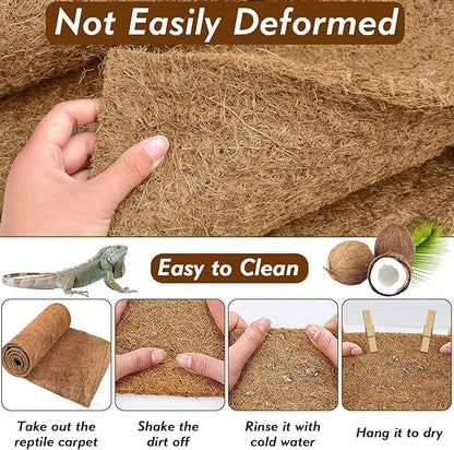 ZeeDix 10 Pieces Coconut Fiber Reptile Substrate Mat, 14 x 14 inches Natural Coco Coir Mat Turtle Bedding Tortoise Carpet Reptile Terrarium Liner for Lizard Snake Turtle Gecko Bearded Dragon ZeeDix