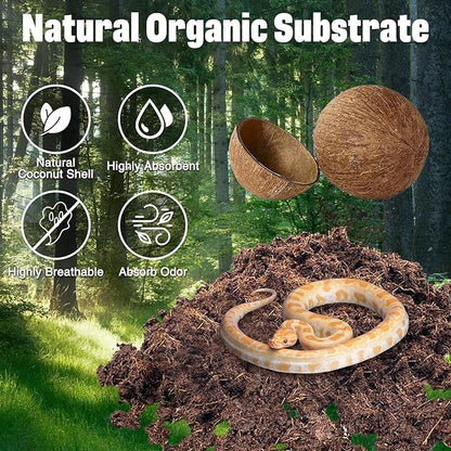 PINVNBY 6 Pack Natural Compressed Coconut Fiber Substrate, Coconut Coir, Coconut Fiber Brick, Coconut Husk Terrarium Bedding for Reptile, Bearded Dragon, Turtle, Hermit Crab, Snake, Lizards PINVNBY