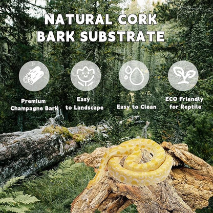 BNOSDM Reptile Terrarium Bark Substrate Bedding Tortoise Natural Cork Bark Reptile Climbing Mat Habitat Decor for Lizard Snake Spiders Hermit Crabs Tarantula Geckos Bearded Dragons (1.4 LB) BNOSDM