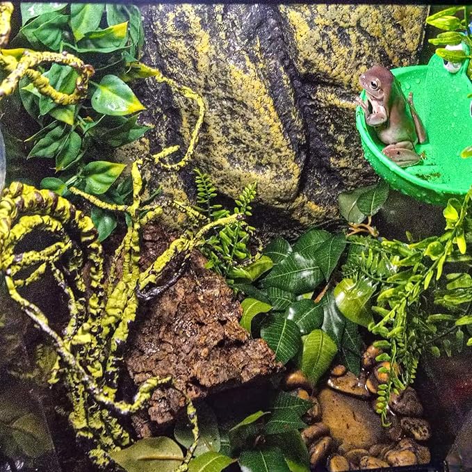 Repitle Vines for Climbing, Terrarium Hanging Plants Artificial Leaves Reptile Hide Flexible Jungle Vine Tank Accessories for Gecko Bearded Dragon Lizard Snake Chameleon Decor Mechpia