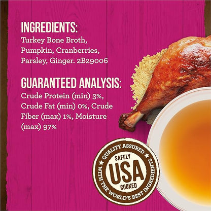Merrick Grain Free Bone Broth, Premium Human Grade And Gluten Free Dog And Cat Food Topper Pouches, Turkey - 16 oz. Pouch - PAWPICO