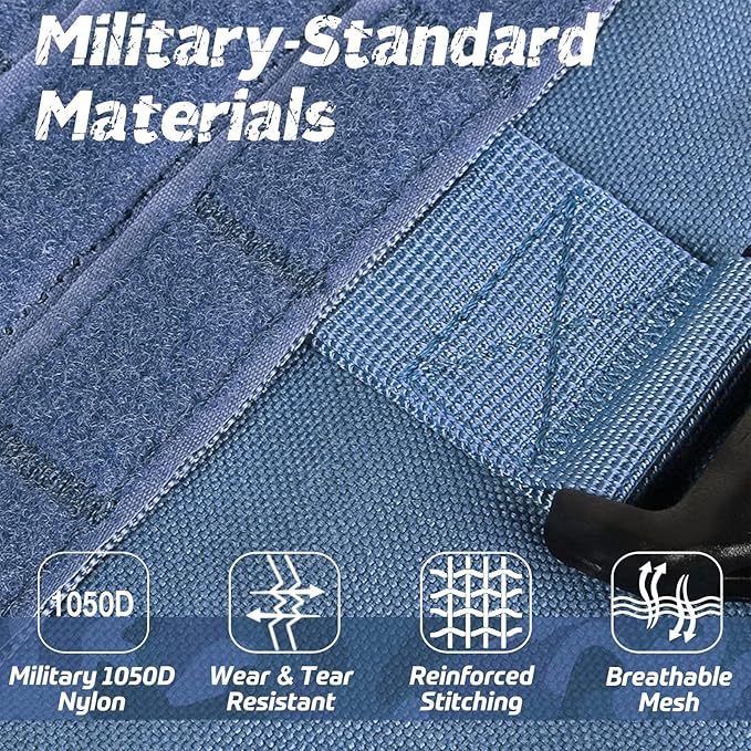 rabbitgoo Tactical Dog Harness for Small, Heavy Duty Pet Harness with Handle, No-Pull Service Vest Small Breed, Adjustable Military Dog Vest for Training Hunting Walking, Blue, S rabbitgoo