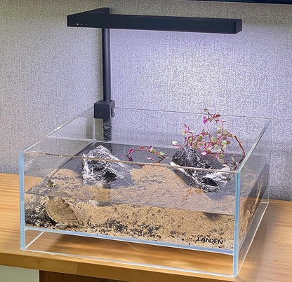 LANDEN Glass Air Aquarium Tank Multi-Scene Landscape Aquarium, 1.6Gallon Rimless Low Iron Shallow Tank,10.63" W×10.63" D×4.72" H (27cmx27cmx12cm) 5mm Thickness Landen