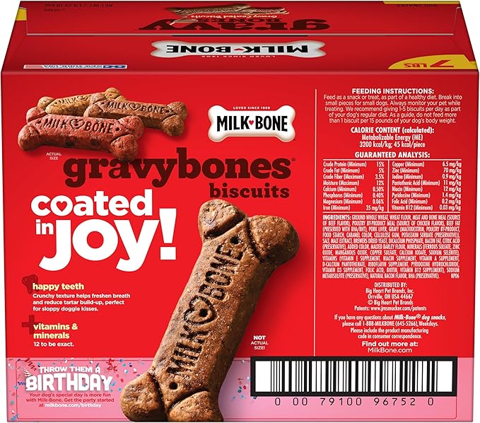 Milk-Bone Gravy Bones Dog Treats with 4 Savory Meat Flavors Coated in Gravy, 7 Pound - PAWPICO