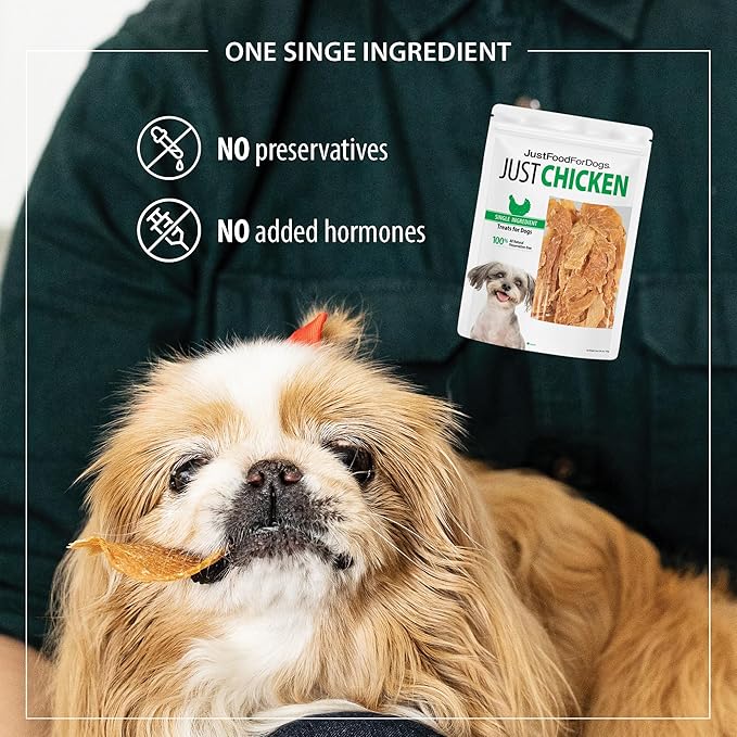 JustFoodForDogs Healthy Dog Treats, Single-Ingredient, Chicken Breast, 2.5 oz (Pack of 4) - PAWPICO