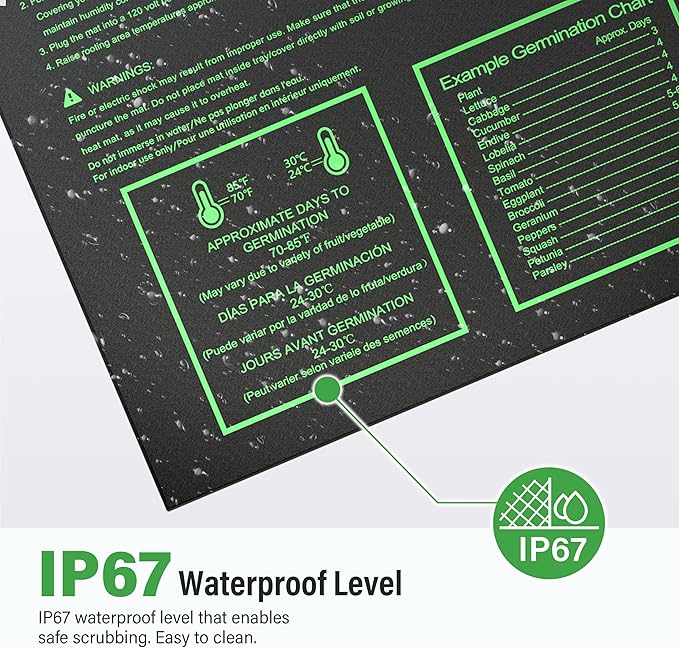 iPower Seedling Heat Mat for Plants with Dual Digital Temperature Controller, MET Certified Heating Pad, 20" x 20.75", Black iPower