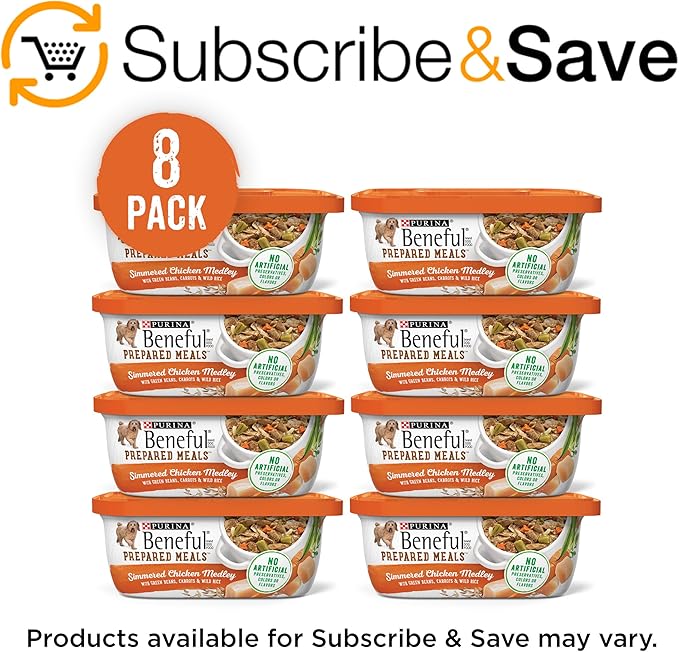 Purina Beneful Gravy Wet Dog Food, Prepared Meals Simmered Chicken Medley - (8) 10 oz. Tubs - PAWPICO