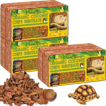 Halatool 6Pack Compressed Coconut Chips Brick Natural Coconut Husk for Reptiles Bedding Coco Coir Chips Terrarium Substrate for Ball Python Frog Snake Gecko Hermit Crab Tortoise HALATOOL