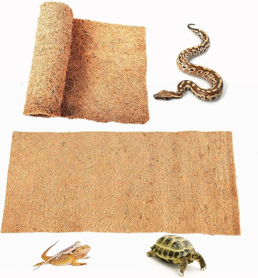Reptile Carpet Natural Coconut Fiber, 36" x 18" Tortoise Carpet Mat for Pet Terrarium Liner, Reptile Bedding Supplies for Lizard, Snake, Chameleon, Turtle, Bearded Dragon SISIPAILIFE