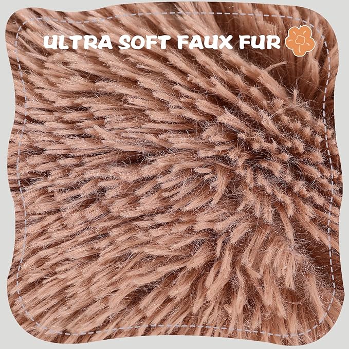 Cat Bed Cute, 19.7" Washable Kahki Donut Bed for Indoor Cats and Small Dogs, Soft Calming Cute Flower Fluffy Round Donut Cat Beds, Anti Anxiety Pet Bed, Self-Warming Bed,Khaki - PAWPICO