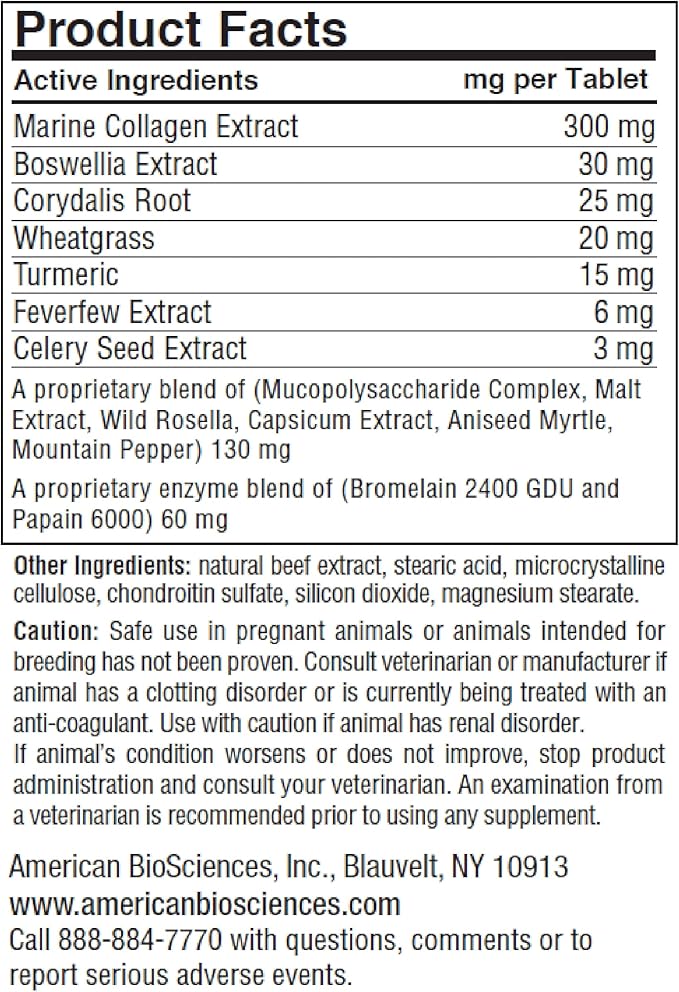 DGP, All-Natural Joint Supplement for Dogs - Joint Support with Turmeric, Boswellia Extract & More - Quick Effect for Immediate Mobility Support - 60 Chewable Pet Tablets AmericanBioSciences