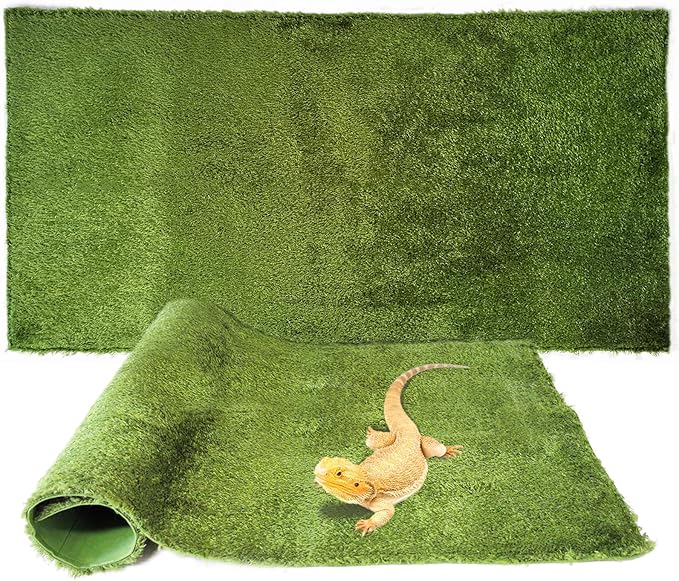 kathson 2Pcs Reptile Carpet Mat,35.4 x 17.7 in Terrarium Bedding Substrate Liner,Tortoise Imitation Rainforest Crawler Mats for Snakes Bearded Dragon Gecko Chameleon Turtles Iguana kathson