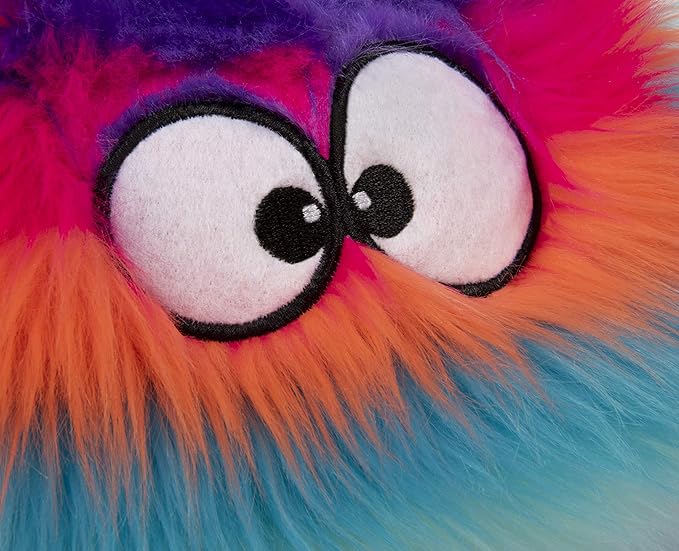 goDog Just for Me Furballz Squeaky Plush Ball Dog Toy, Chew Guard Technology - Cool Rainbow, Mini - PAWPICO