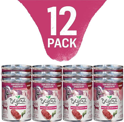 Purina Beyond Grain Free, Natural Gravy Wet Dog Food, Grain Free Beef & Spinach Recipe - (12) 12.5 oz. Cans - PAWPICO