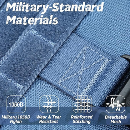 rabbitgoo Tactical Dog Harness for Large, Heavy Duty Pet Harness with Handle, No-Pull Service Vest Large Breed, Adjustable Military Dog Vest for Training Hunting Walking, Blue, XL rabbitgoo