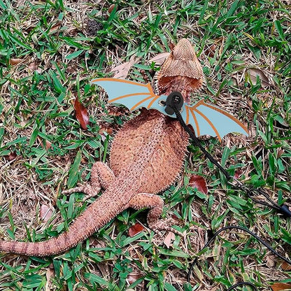 ADOGGYGO Bearded Dragon Harness, Blue, Wing Style, Animal Harness, 3 Size Pack, Soft Leather, Durable Nylon Rope, Removable Leash, Suitable for Baby to Adult Beardies ADOGGYGO